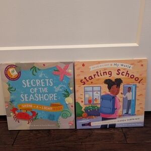 KANE MILLER Shine-A-Light Book Lot Of2 Secrets of the Seashore & Starting School